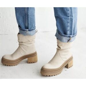 NEW FREE PEOPLE mel slouch boot in bone leather